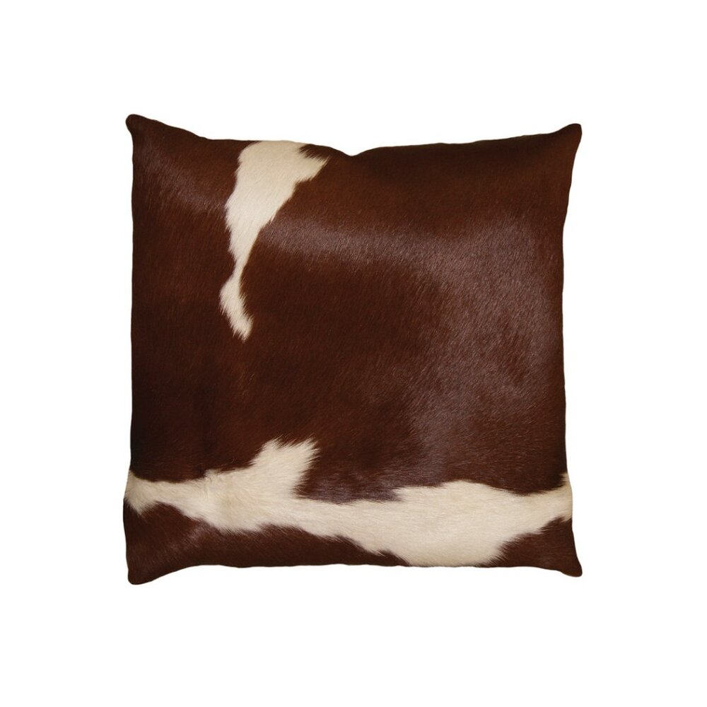 Natural Home Decor Torino Kobe Cowhide Pillow | 1-Piece | Brown & white | 18"x18